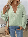 Blouse Bohème Brodée Alba – 100% Coton