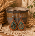 Boucles d’oreilles bohèmes goutte turquoise & cuivre