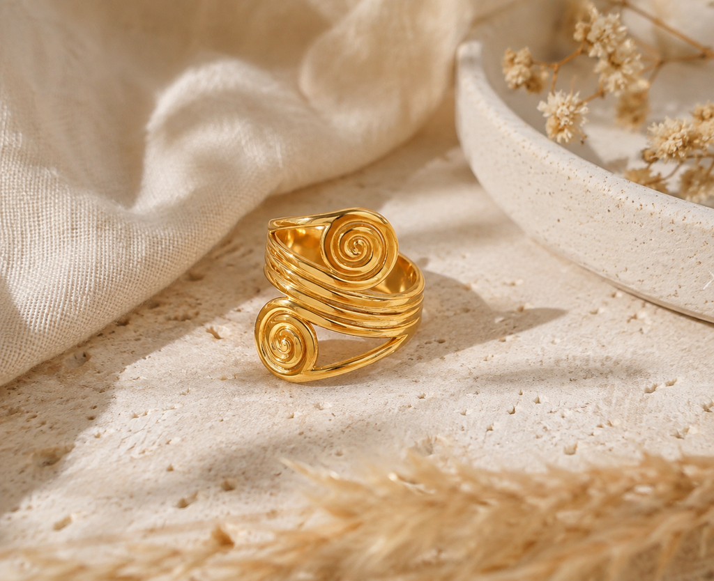 Bague Spirale Dorée