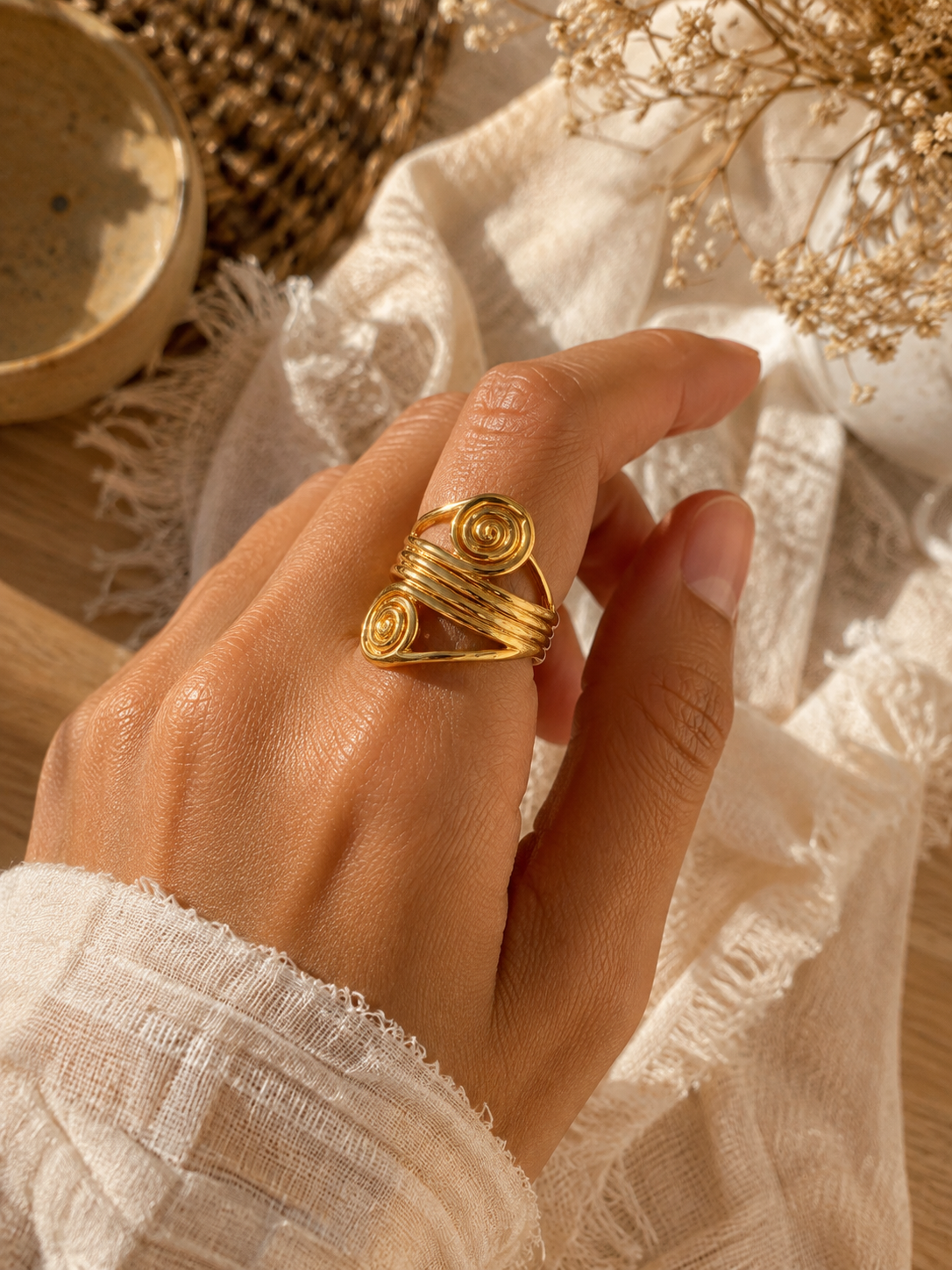 Bague Spirale Dorée
