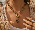 Collier Cœurs Ambrés – Acier Inoxydable & Acrylique