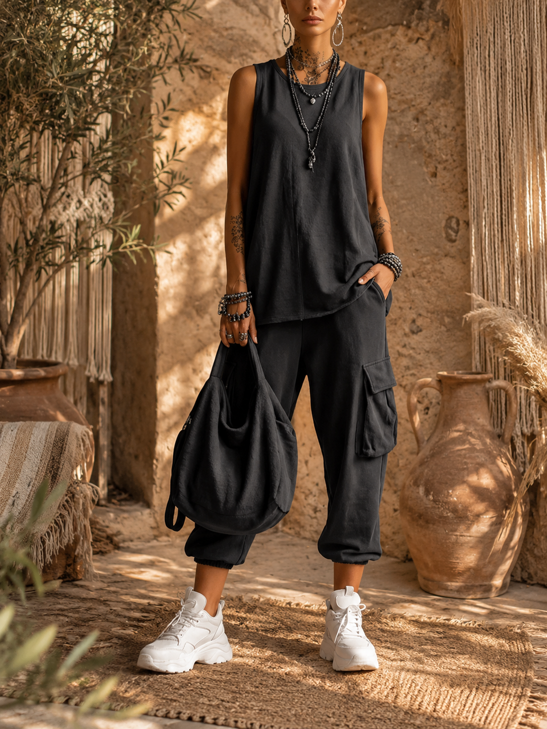 Ensemble Bohème Cargo Décontracté