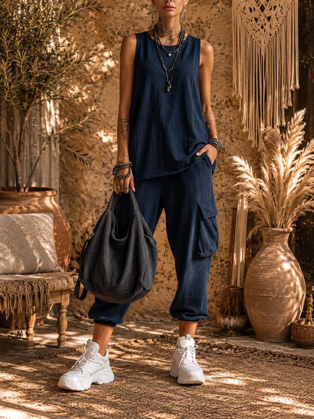 Ensemble Bohème Cargo Décontracté